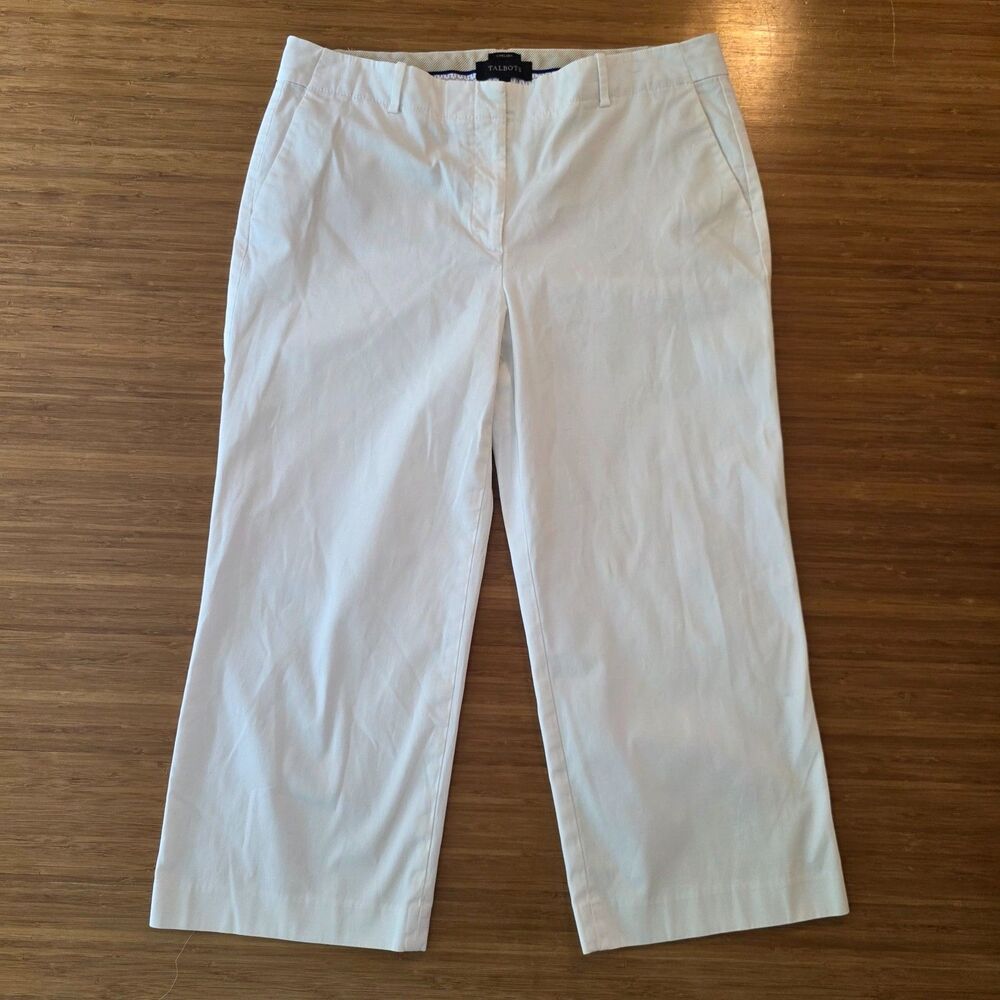 Talbots Chelsea Pants Cropped Wide Leg Tailored Pockets Classic Nautical Chic 12